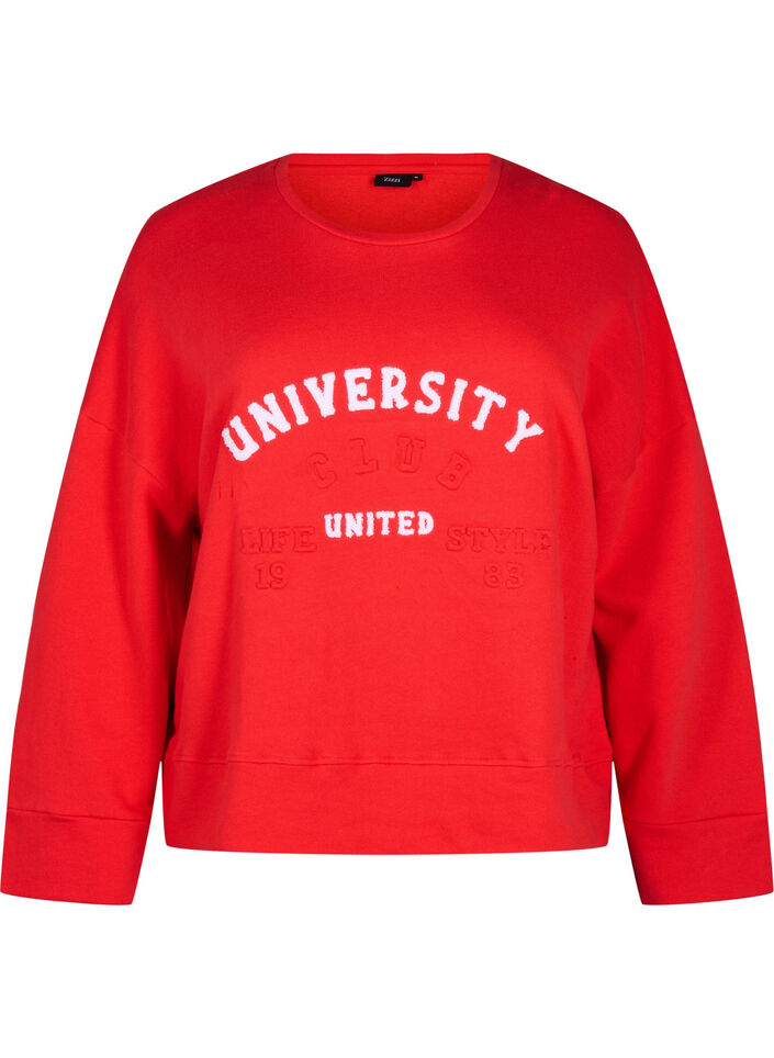 Sweatshirt mit geprägtem Textdesign, Rot, Packshot image number 0