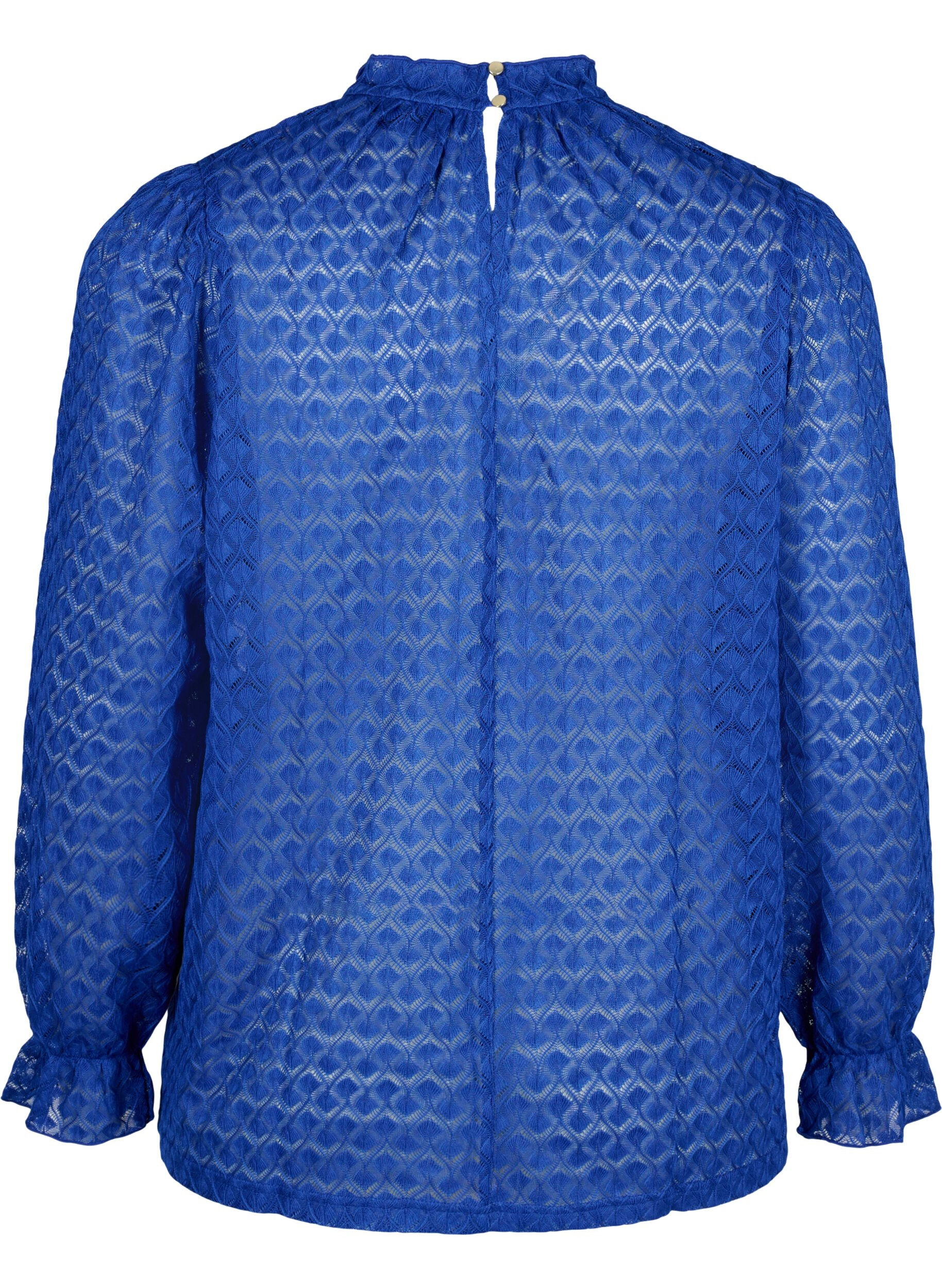 Zizzi Lang&auml;rmelige Bluse mit gemusterter Textur, Deep Ultramarine, Packshot image number 1