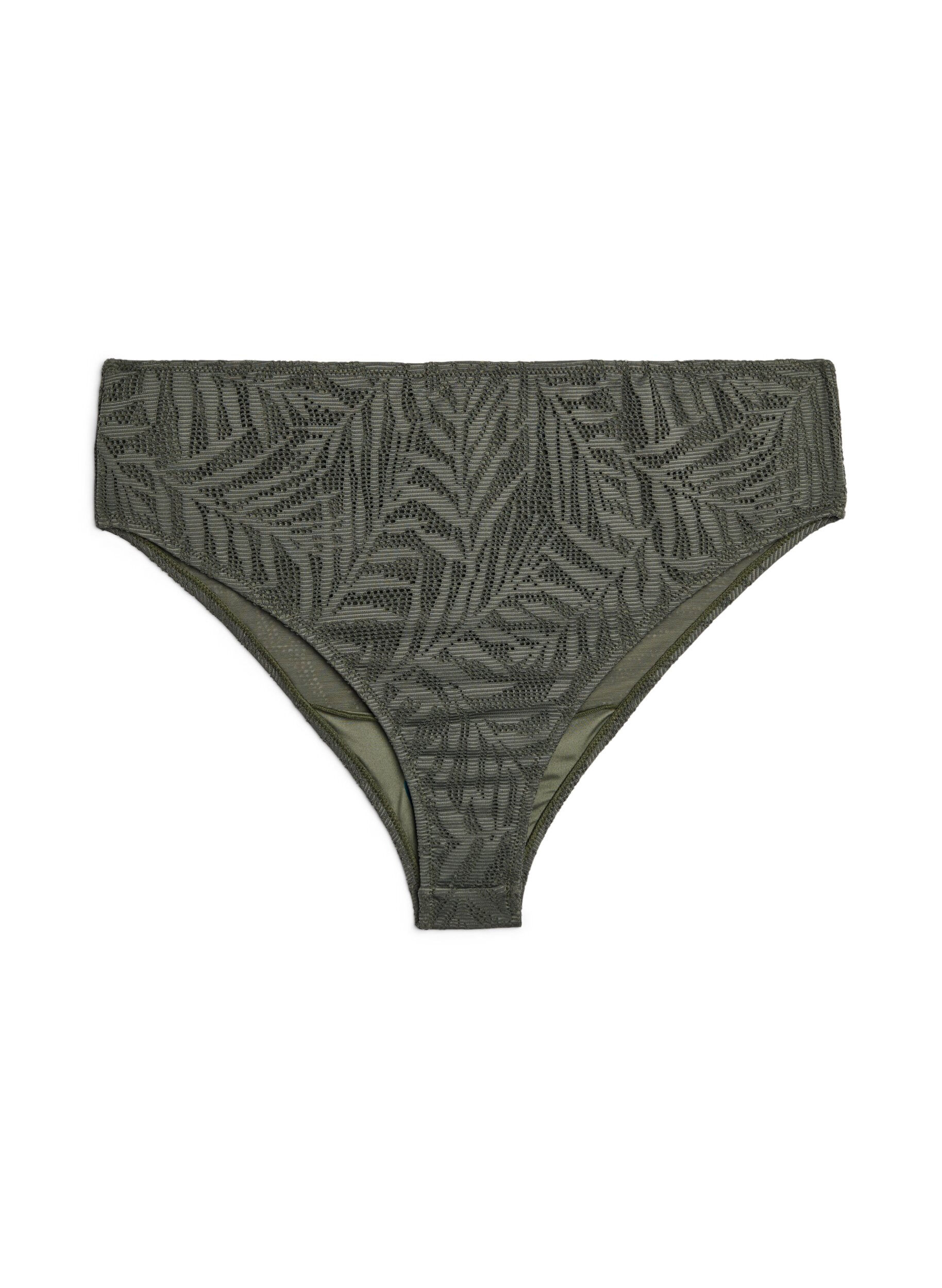 Zizzi Brasilianischer Bikini-Slip aus strukturiertem Mesh, Gr&uuml;n, Packshot image number 0