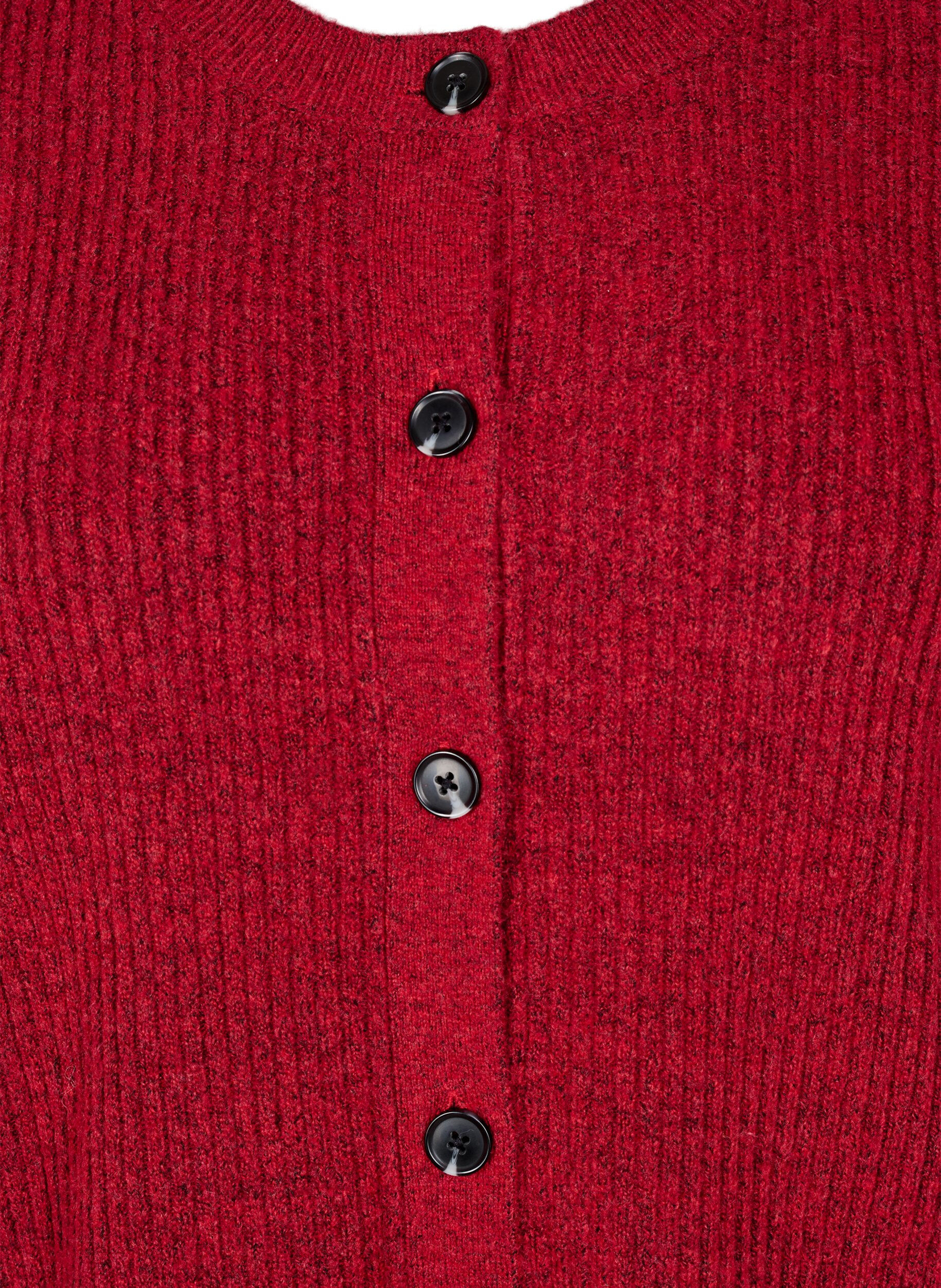 Zizzi Rippenstrick Strickjacke mit Kn&ouml;pfen, Rot, Packshot image number 2
