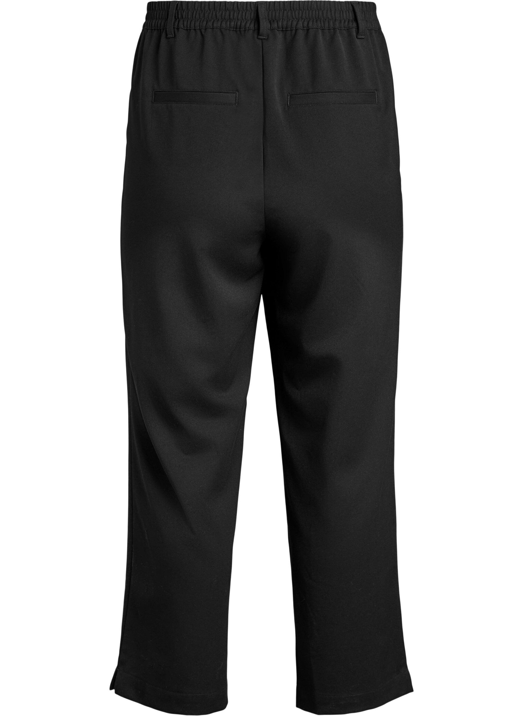 Zizzi Hose mit hoher Taille und elastischem Bund hinten, Schwarz, Packshot image number 1