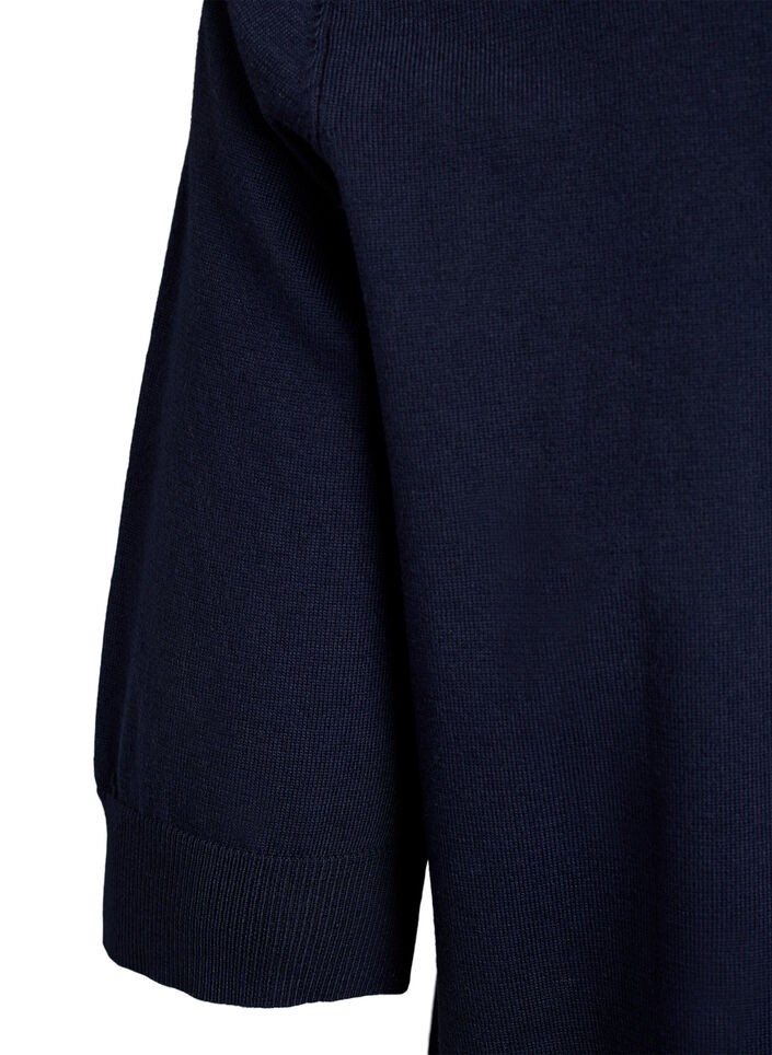 FLASH - Fein gestrickte Bluse mit kurzen &Auml;rmeln, Blau, Packshot image number 3