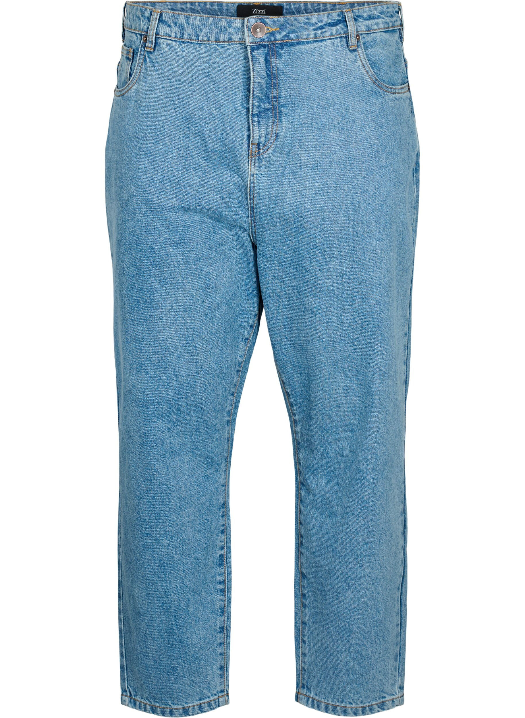 Zizzi Cropped Mille Jeans mit hoher Taille, Light blue denim, Packshot image number 0