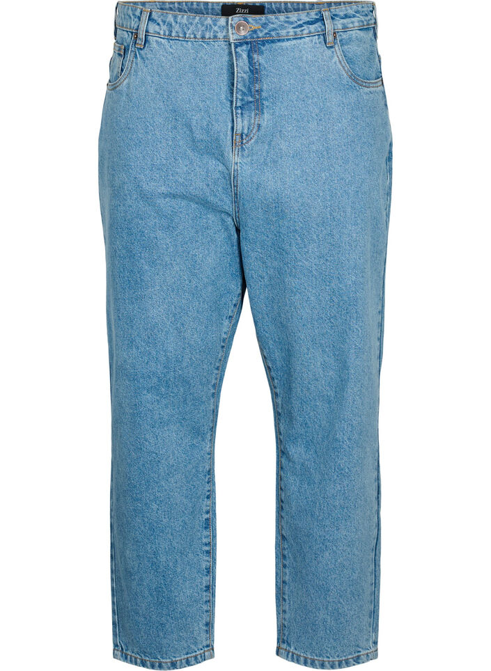 Cropped Mille Jeans mit hoher Taille, Light blue denim, Packshot image number 0