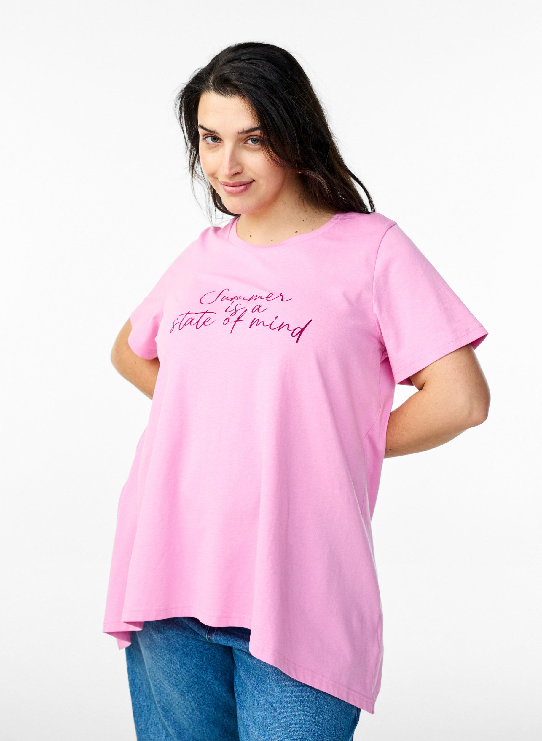 ZizziT-Shirt mit Rundhalsausschnitt und A-Linie, Pink, Model image number 0