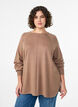 Strickbluse mit Rundhalsausschnitt und Strickmuster, Braun, Model image number 0