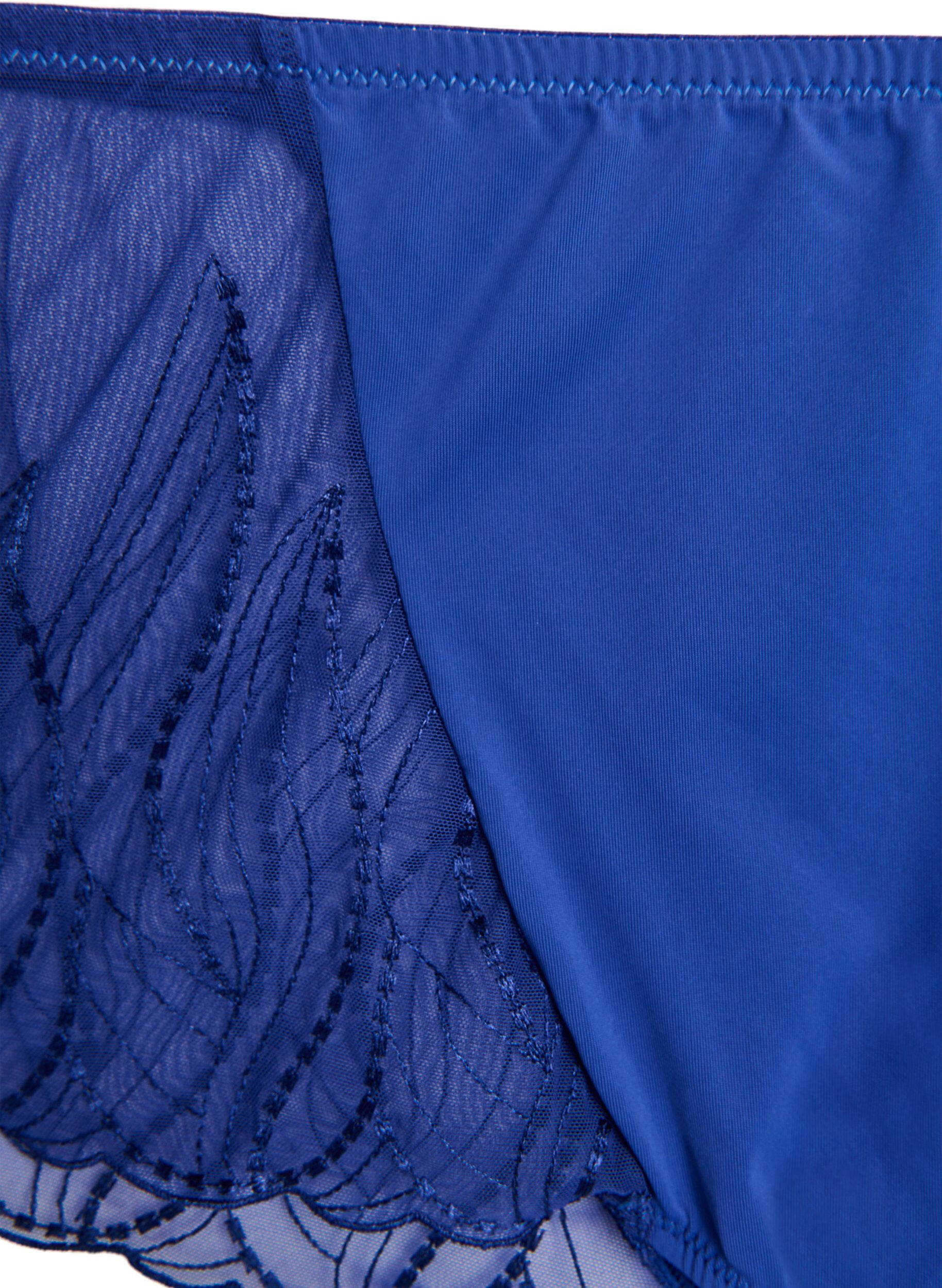 Zizzi Hipster-Slip aus Mikrofaser mit Spitze an den Seiten, Blau, Packshot image number 2