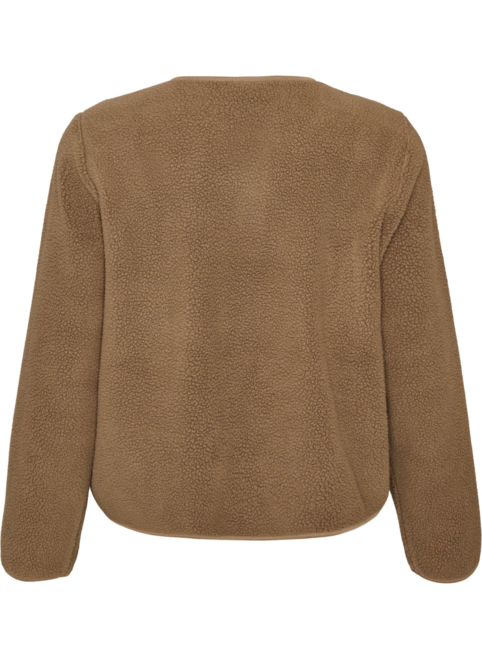 ZizziTeddyjacke mit Rundhalsausschnitt und Kn&ouml;pfen, Braun, Packshot image number 1
