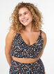 Gebl&uuml;mtes Bikinioberteil mit R&uuml;schendetails, Braun, Model image number 0