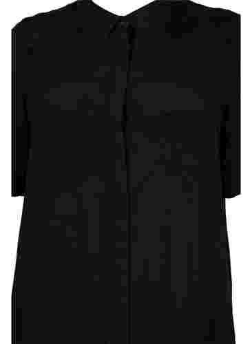 Kurzärmeliges Hemdkleid aus Viskose, Black, Packshot image number 2