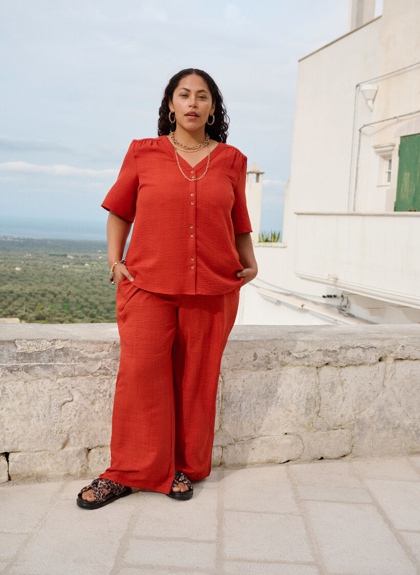 Lockere Hose mit elastischem Bund und Taschen, Rot, Image image number 0