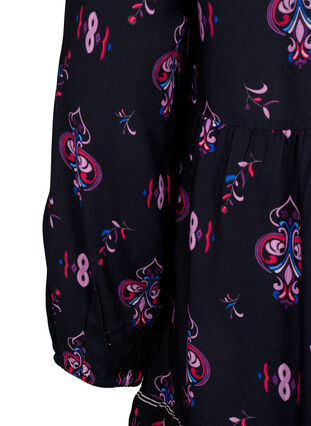 Bedrucktes langärmeliges Viskosekleid, Black Pink AOP, Packshot image number 3
