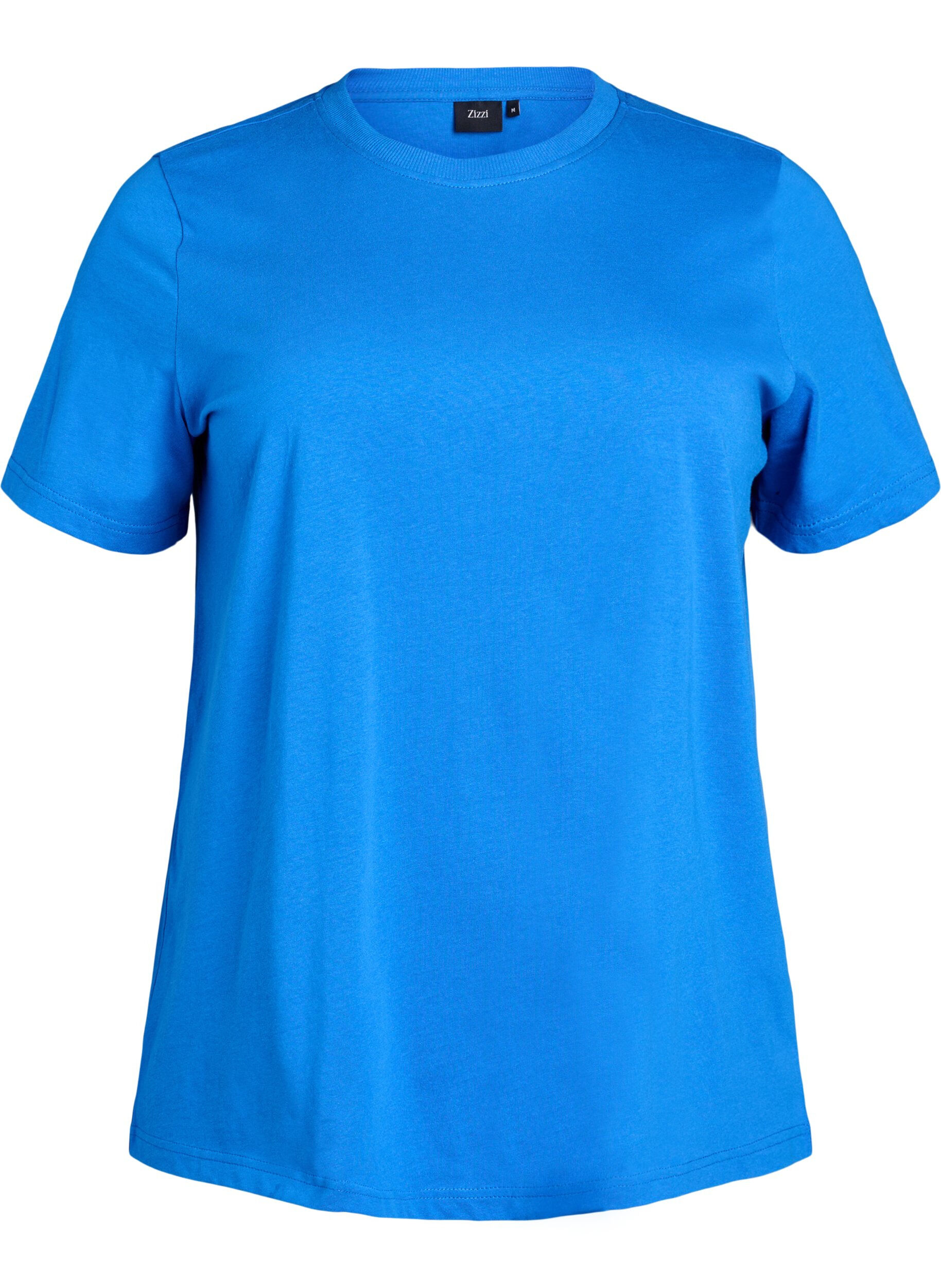 Zizzi Basic-T-Shirt aus Baumwolle mit Rundhalsausschnitt, Blau, Packshot image number 0
