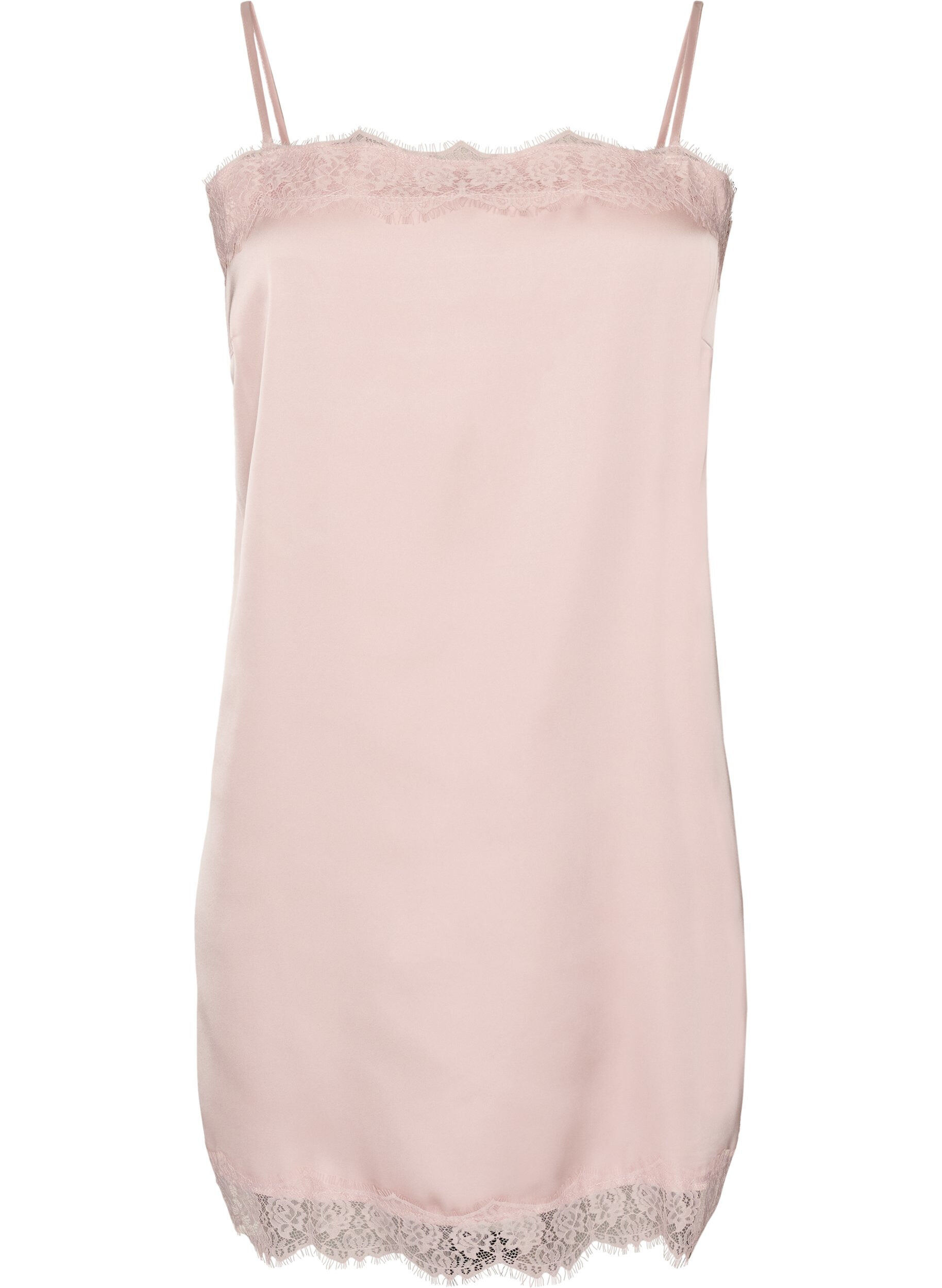Langes Top aus Satin mit Spitzen