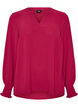 Bluse mit Smockb&uuml;ndchen und V-Ausschnitt, Rot, Packshot image number 0