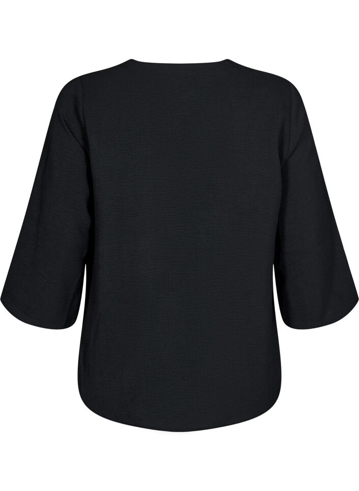 Bluse mit 3/4-&Auml;rmeln, Schwarz, Packshot image number 1