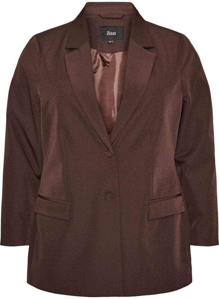 Klassischer Blazer mit Knopfverschluss, Braun, Packshot image number 0