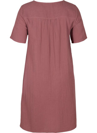 Kurzarm Kleid aus Baumwolle mit Stickerei, Rose Brown, Packshot image number 1