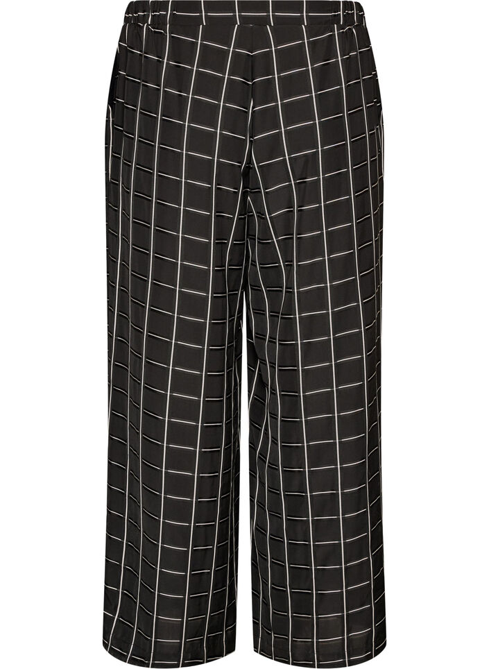 Karierte Hose mit weitem Bein, Schwarz, Packshot image number 1