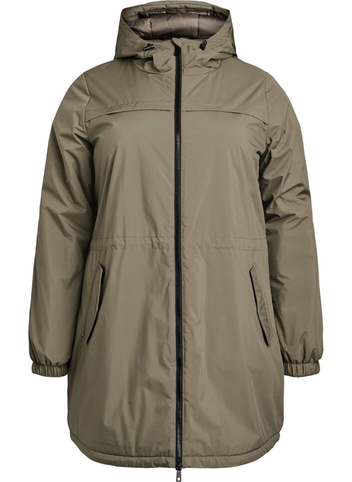 Leichter gepolsterter Parka mit Kapuze, Gr&uuml;n, Packshot image number 0