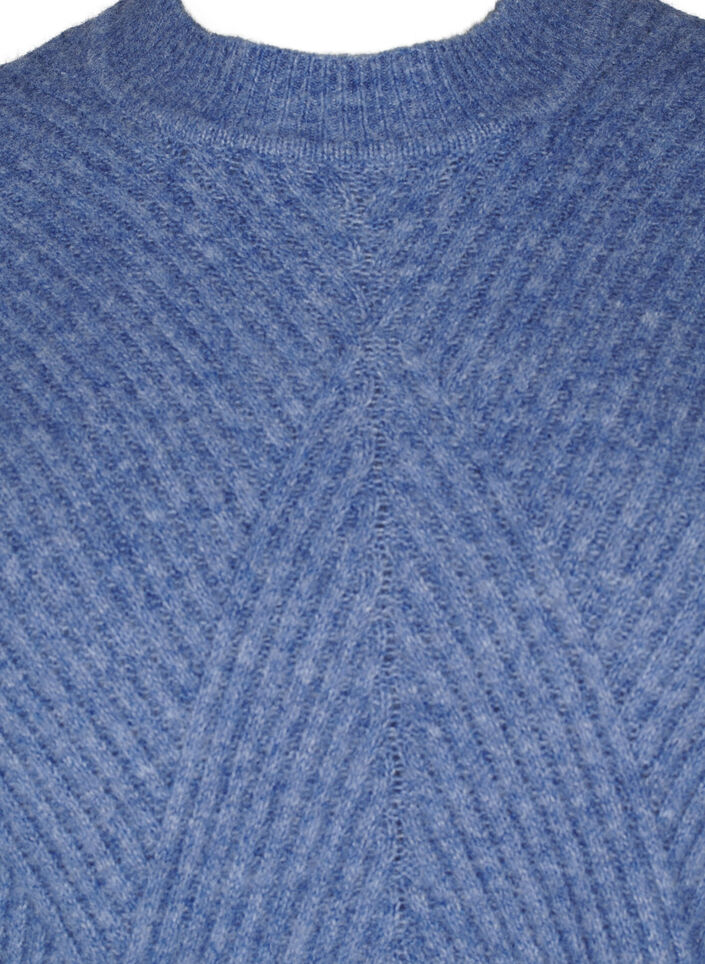 Kurzes Rippstrickkleid mit Rundhalsausschnitt, Grey Blue Mel., Packshot image number 2