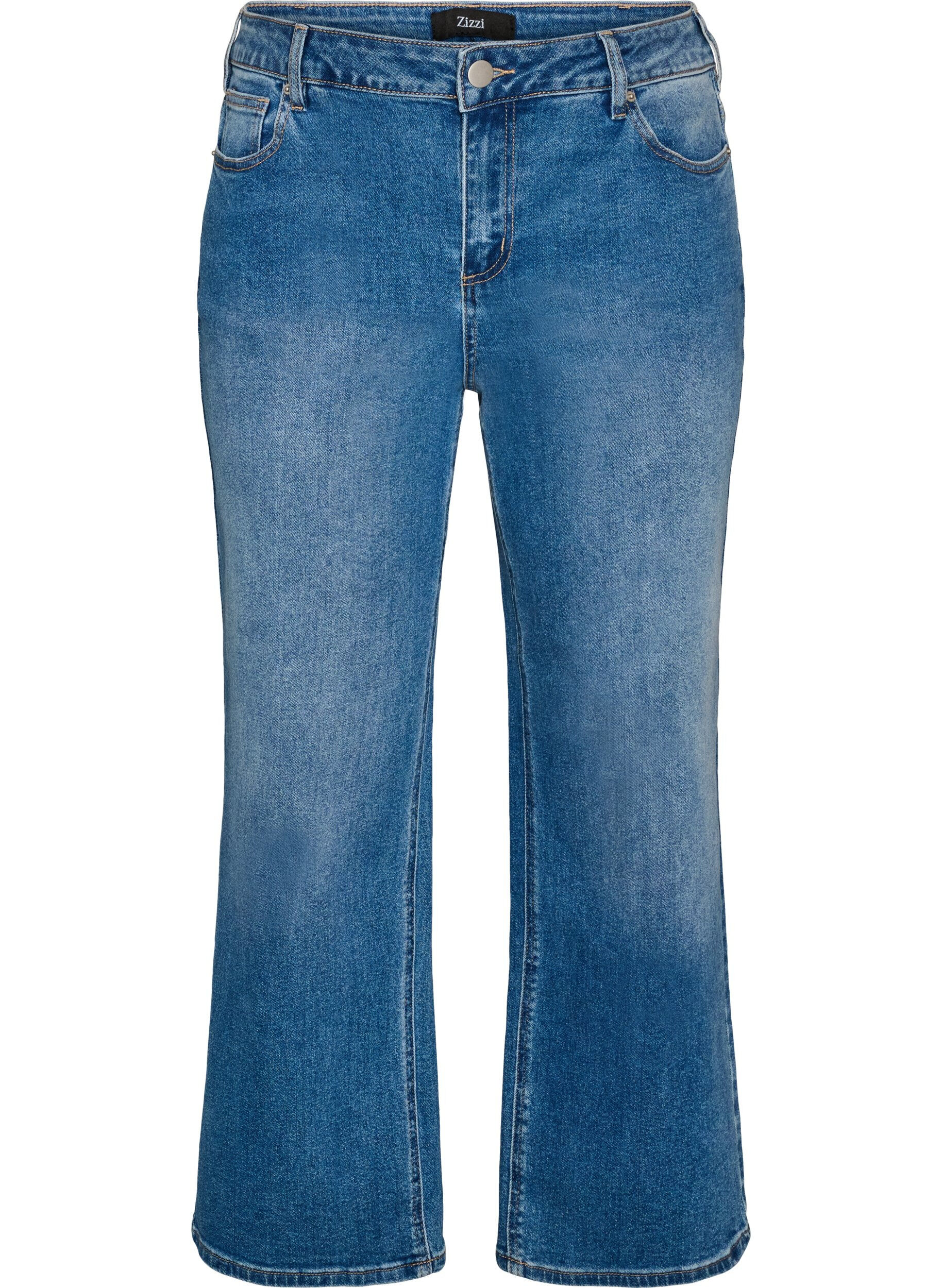 ZizziStraight Jeans mit leicht abgenutzter Optik, Blau, Packshot image number 0