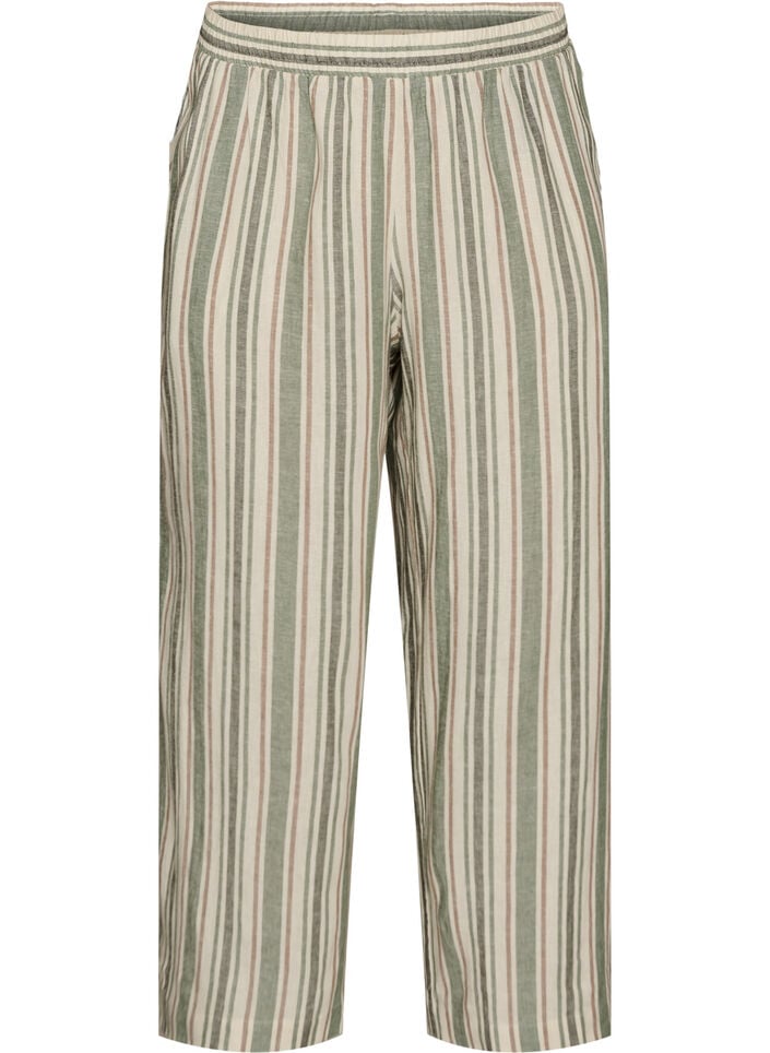 Hose aus Leinen und Viskose mit weitem Bein, Vanille, Packshot image number 0