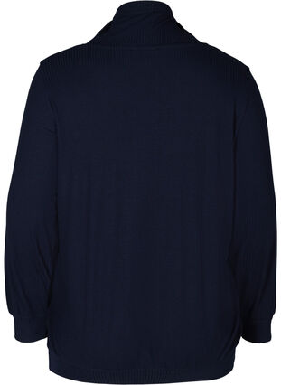 Langarm Bluse mit hohem Kragen und Tunnelzug, Navy Blazer, Packshot image number 1