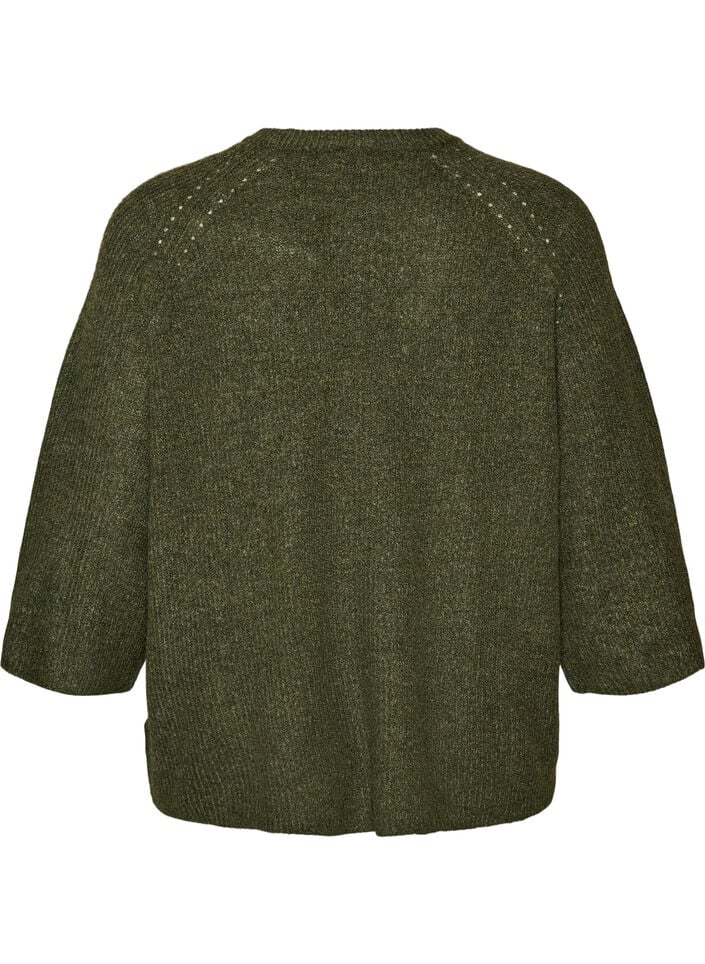 Ripppullover mit 3/4-&Auml;rmeln, Gr&uuml;n, Packshot image number 1
