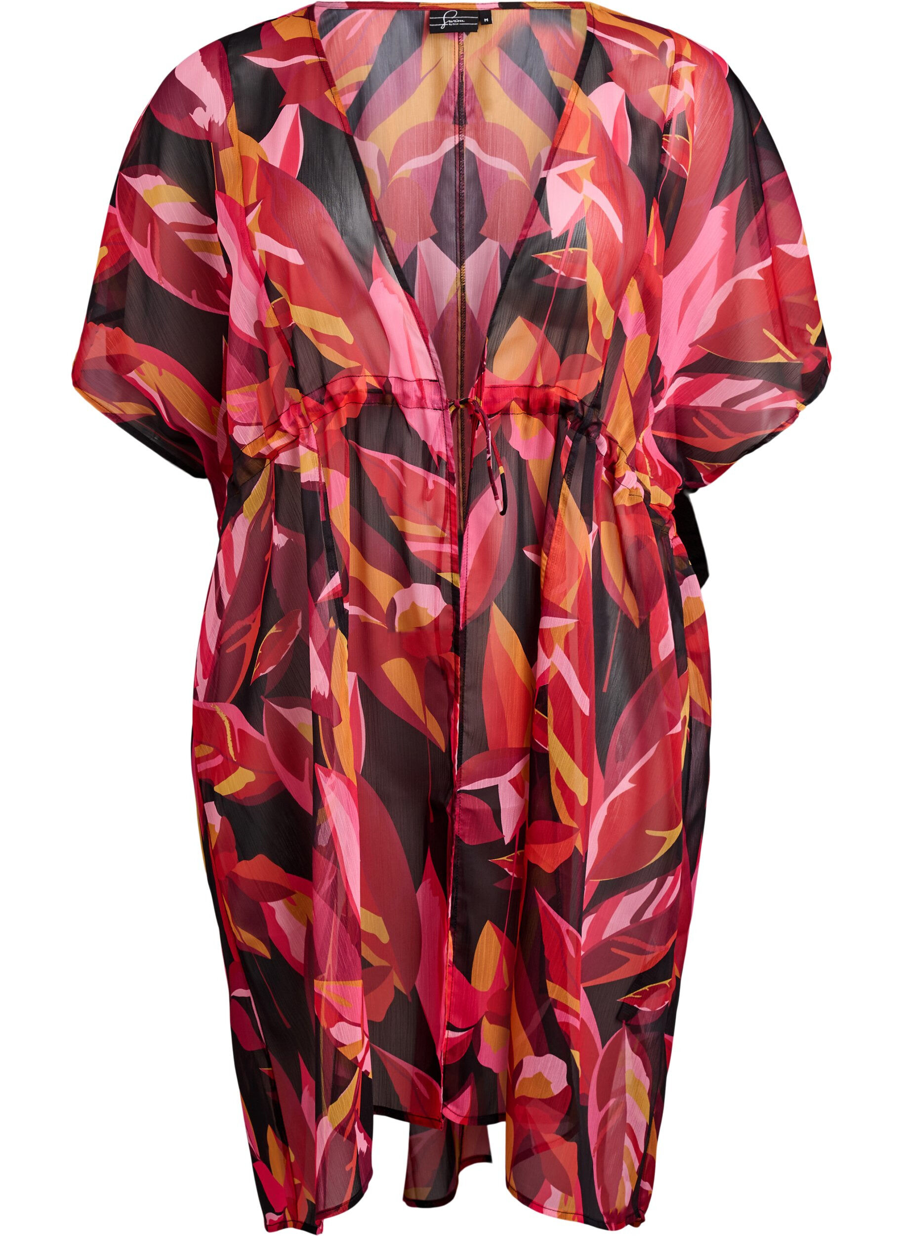 Zizzi Strand-Kimono mit Druck, Rot, Packshot image number 0