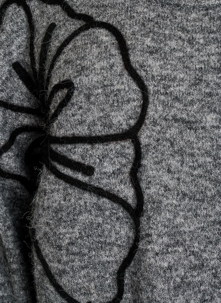 Pullover mit Blumenapplikation, Grau, Packshot image number 2