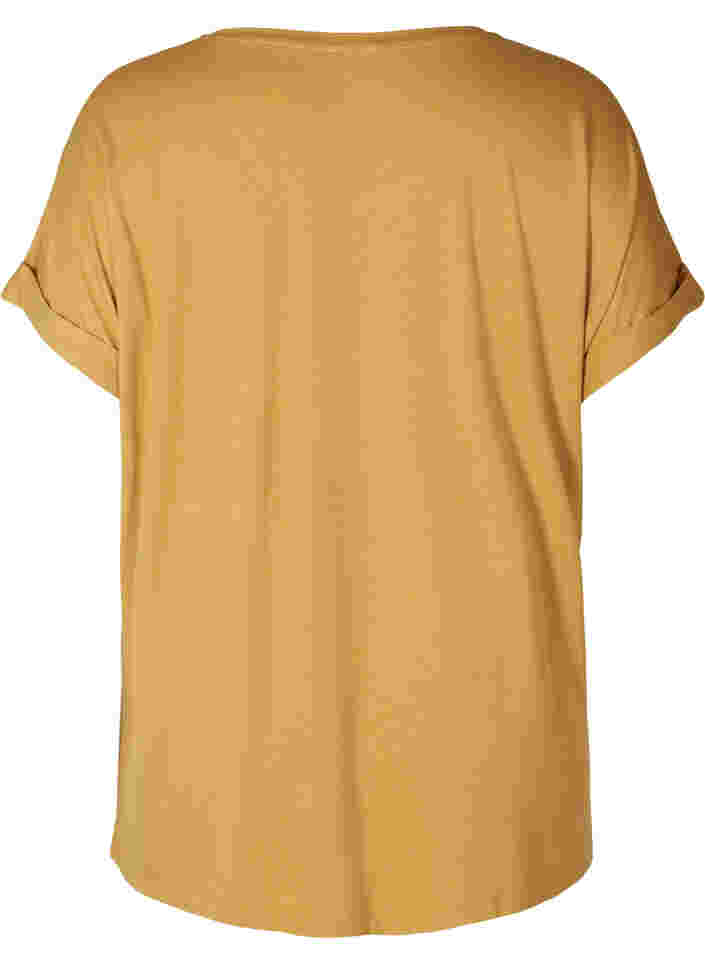 T-Shirt mit Rundhals, Honey Mustard , Packshot image number 1