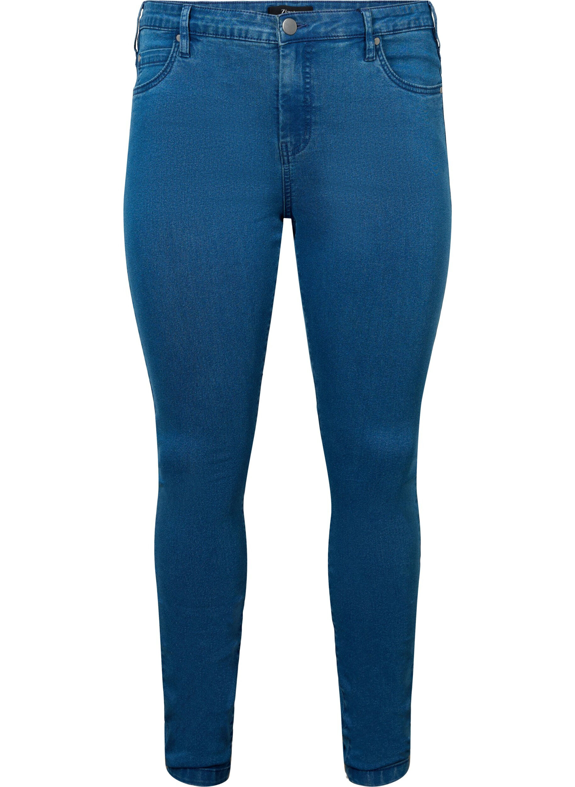 Zizzi Hochtaillierte Super Slim Amy Jeans, Blau, Packshot image number 0