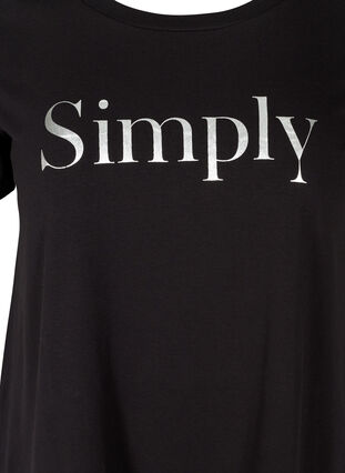Kurzarm T-Shirt aus Baumwolle mit Aufdruck, Black SIMPLY, Packshot image number 2
