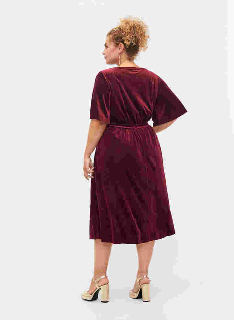 Velour-Kleid mit V-Ausschnitt und Glitzer, Winetasting, Model image number 1