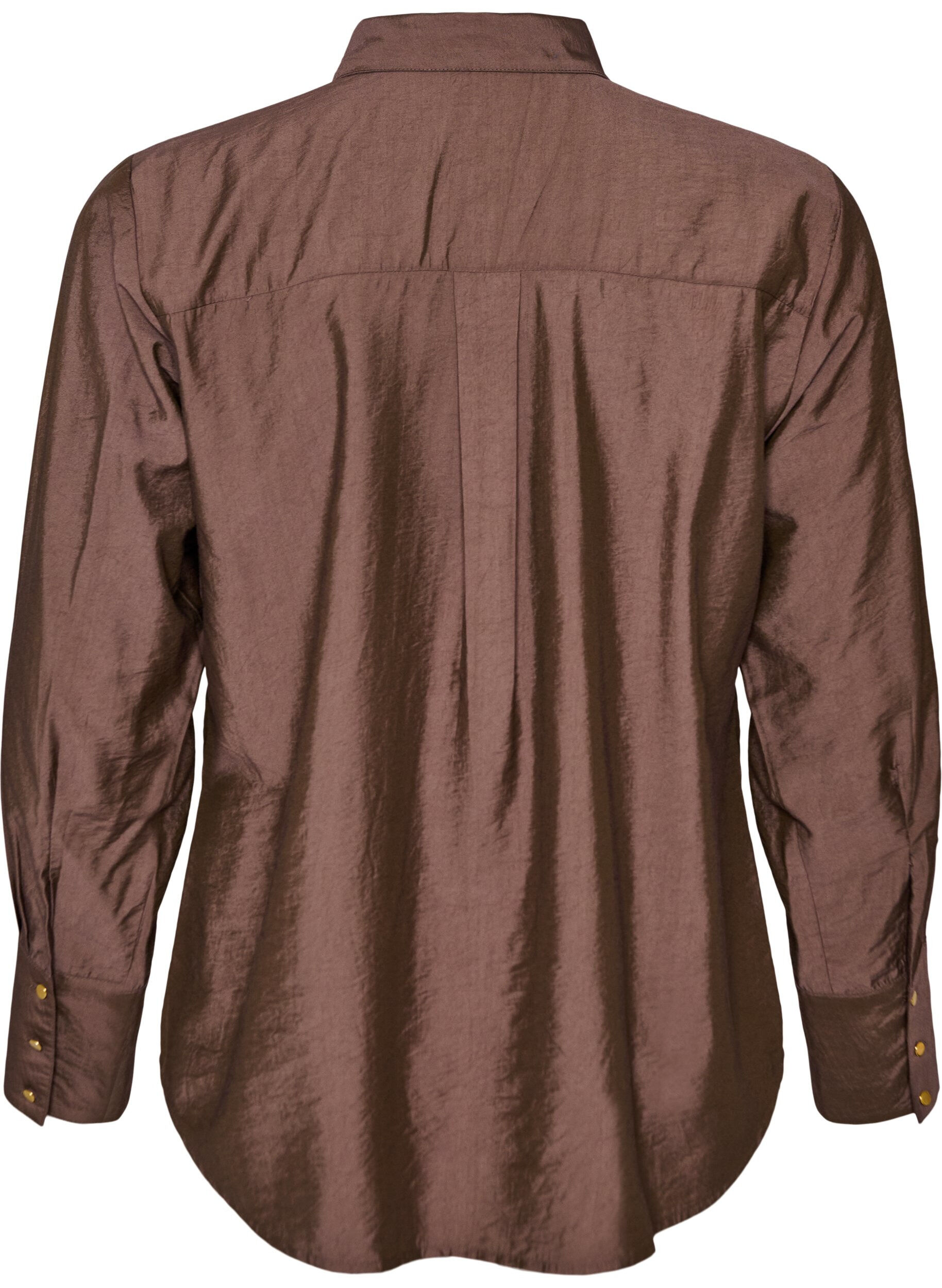 ZizziBluse aus Viskose mit goldenen Kn&ouml;pfen, Braun, Packshot image number 1