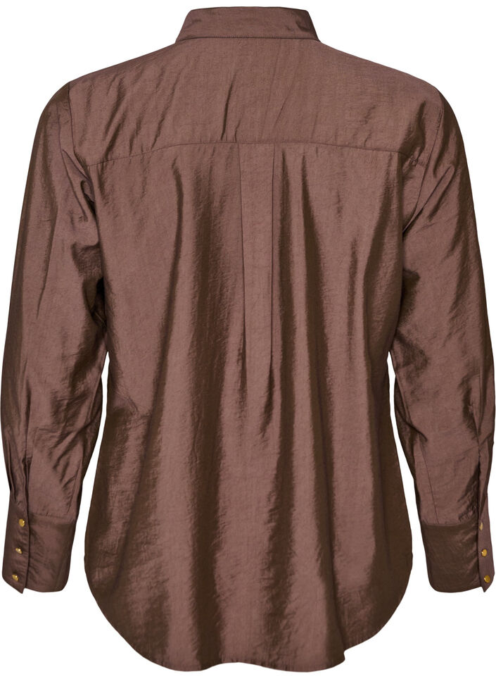 Bluse aus Viskose mit goldenen Kn&ouml;pfen, Braun, Packshot image number 1