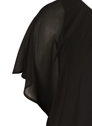 Kurze Bluse mit lockeren Meshärmeln, Black, Packshot image number 3
