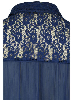 Langes Kleid mit Spitzendetails, Evening Blue, Packshot image number 3
