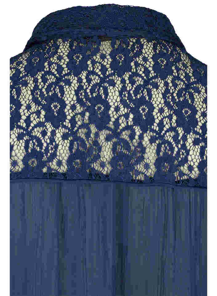 Langes Kleid mit Spitzendetails, Evening Blue, Packshot image number 3