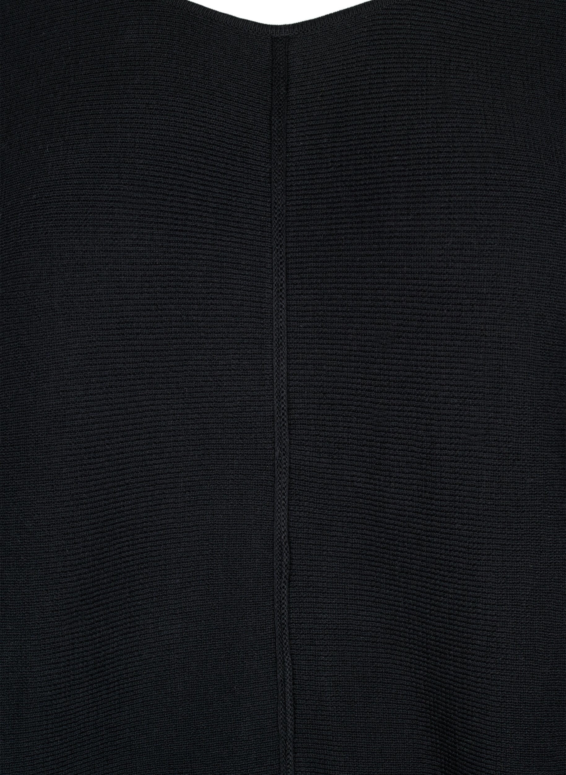 Zizzi Geripptes Kleid mit 3/4 &Auml;rmeln, Black, Packshot image number 2