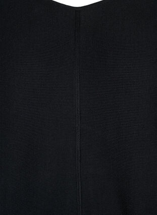 Geripptes Kleid mit 3/4 Ärmeln, Black, Packshot image number 2