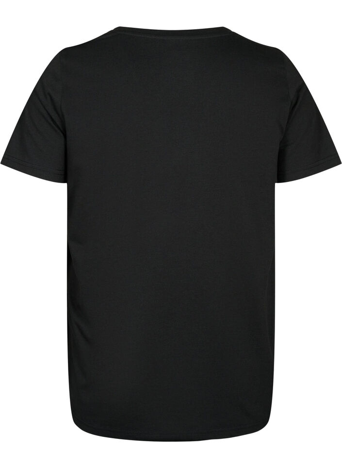 Kurzärmeliges T-Shirt mit V-Ausschnitt, Schwarz, Packshot image number 1