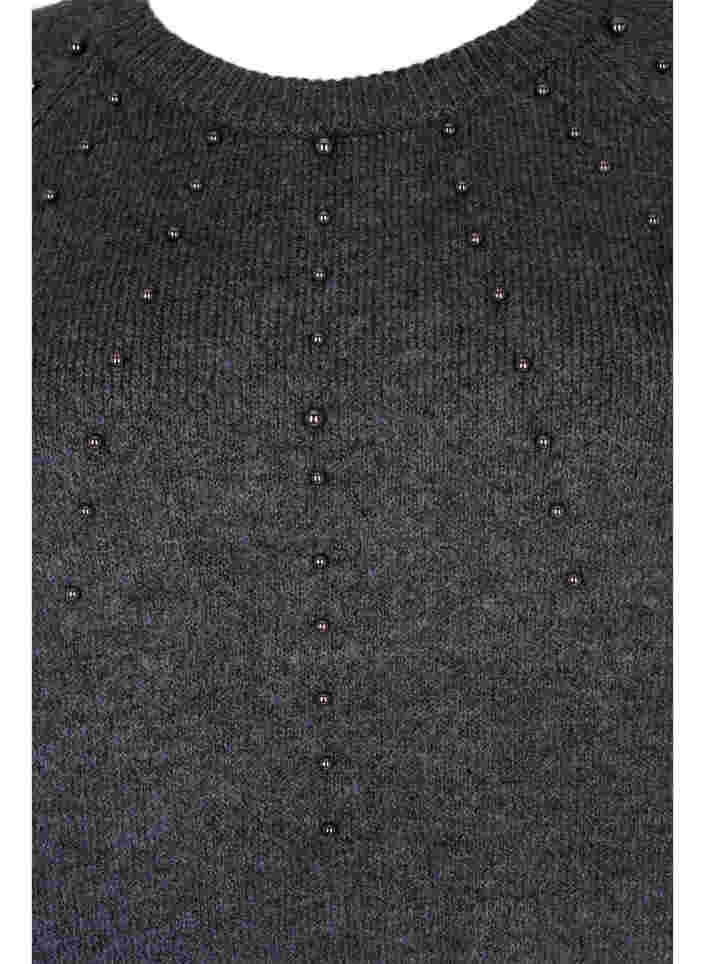	 Strickbluse mit Perlen, Dark Grey Melange, Packshot image number 2