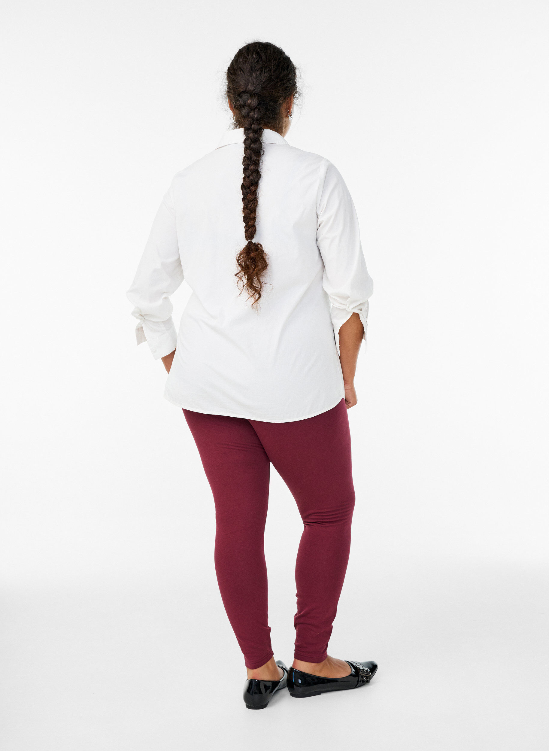 ZizziGef&uuml;tterte Baumwollleggings, Dunkles Bordeaux, Model image number 2