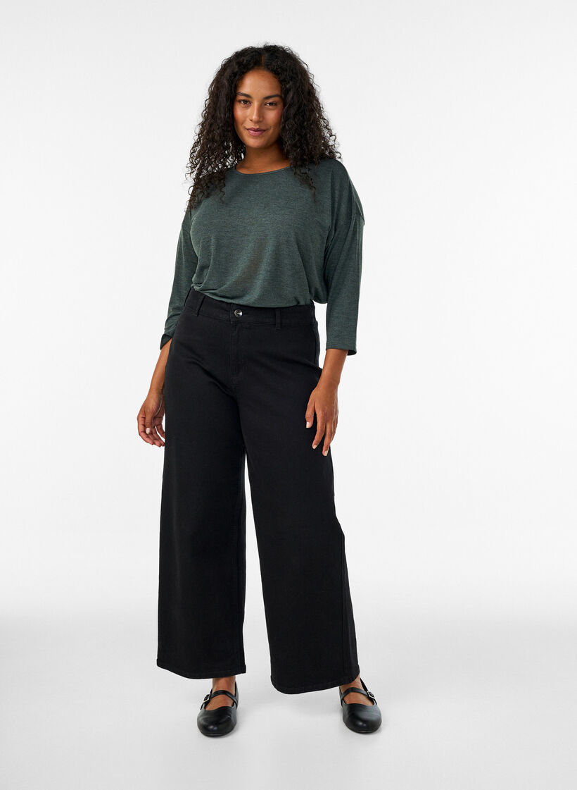 Bluse aus Jersey mit 3/4-&Auml;rmeln , Gr&uuml;n, Model image number 1