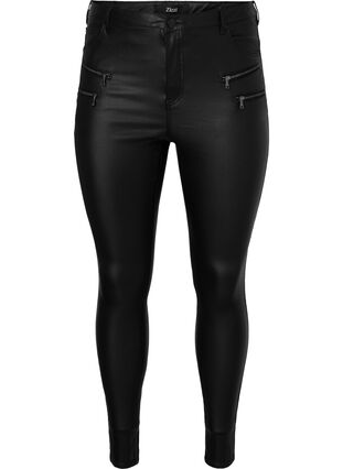 Beschichtete Amy Jeans mit Reißverschluss Detail, Black, Packshot image number 0