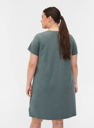 Kurzarm Nachthemd aus Baumwollmix, Balsam Green Mélange, Model image number 1