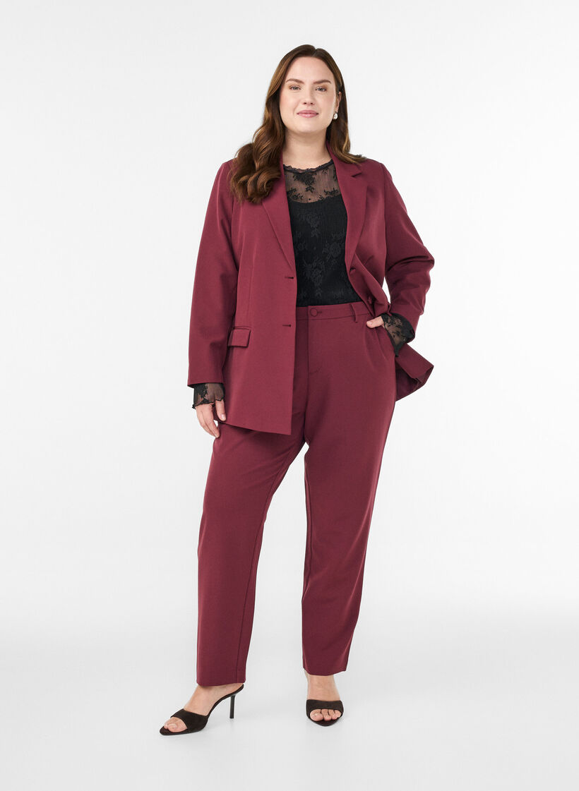 Hose mit Taschen und geraden Beinen, Rot, Model image number 0