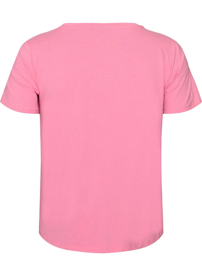 Einfarbiges basic T-Shirt aus Baumwolle, Pink, Packshot image number 1